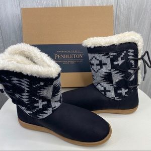 PENDLETON Womens Fur Lined Booties Black/Gray